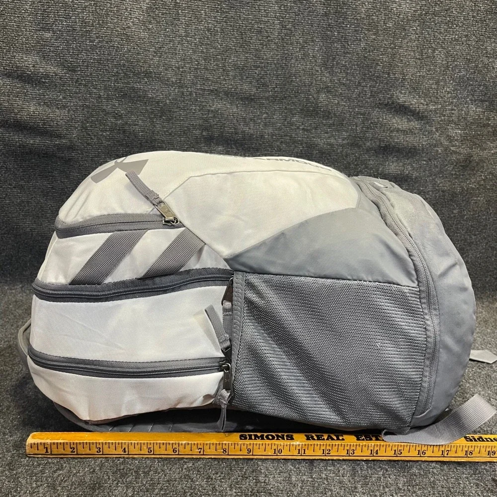 Under Armour 1294720 UA Storm Grey White Hustle 3.0 Storm School Travel Backpack